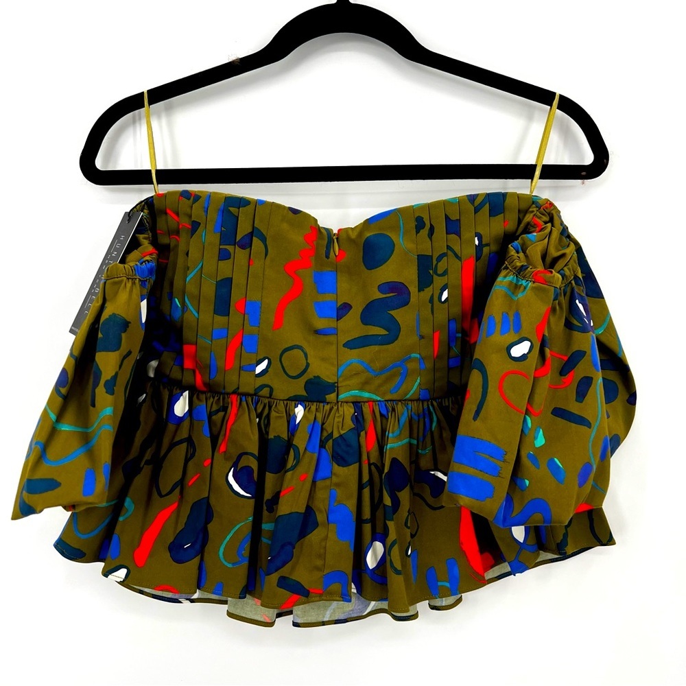 NWT Anthropologie Hunter Bell Rhea Tank Top Blouse Off Shoulder Ribbon US 0 - Picture 6 of 16